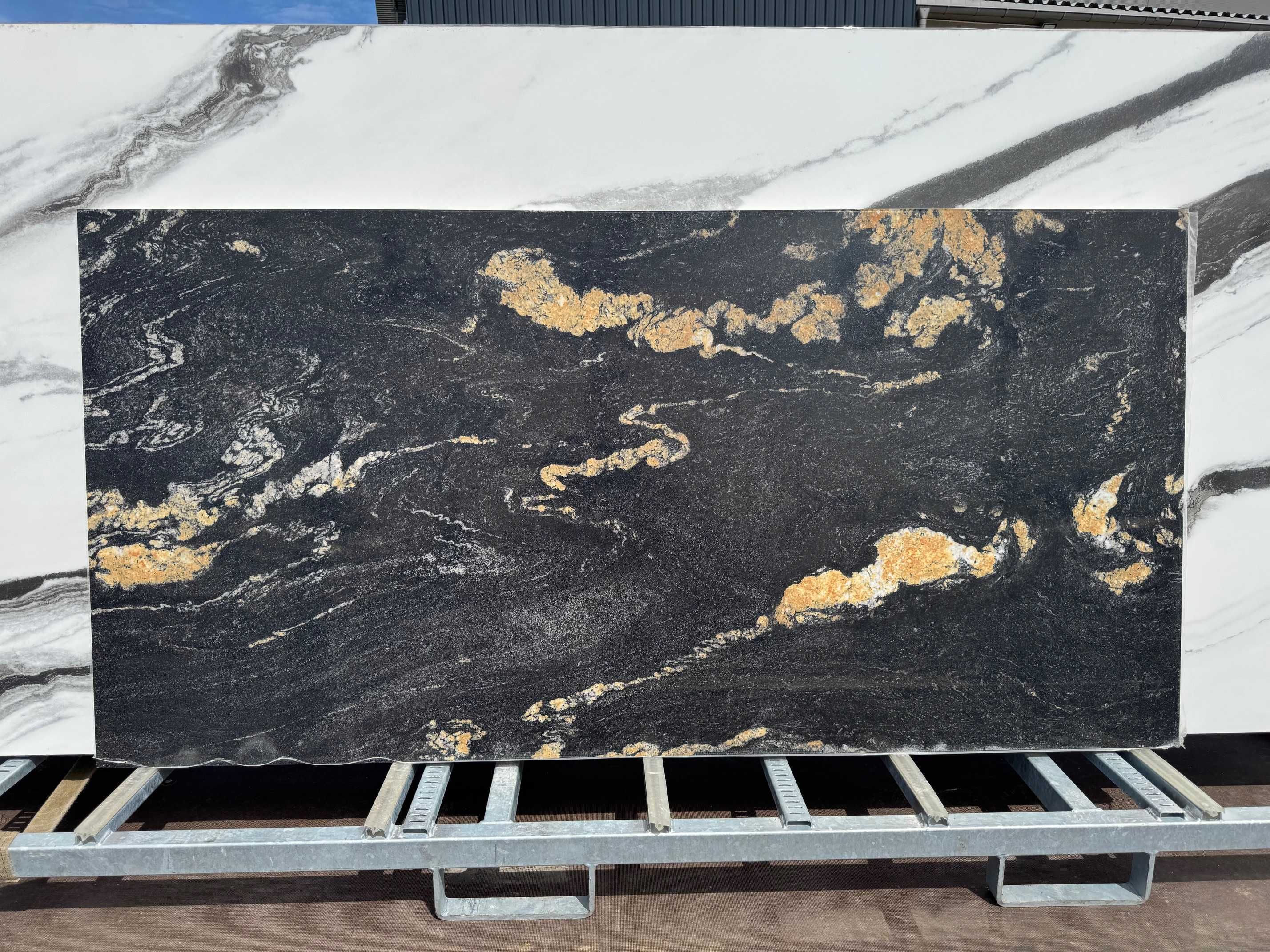 Płytki Wielkoformatowe Spiek Kwarcowy Czarno Złote BLACK GOLD 90x180cm