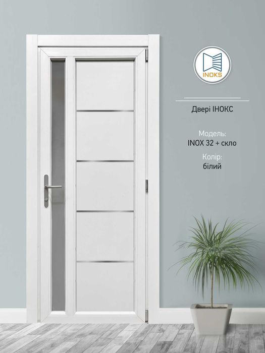 Металопластикові двері  від виробника INOX 32+скло мат