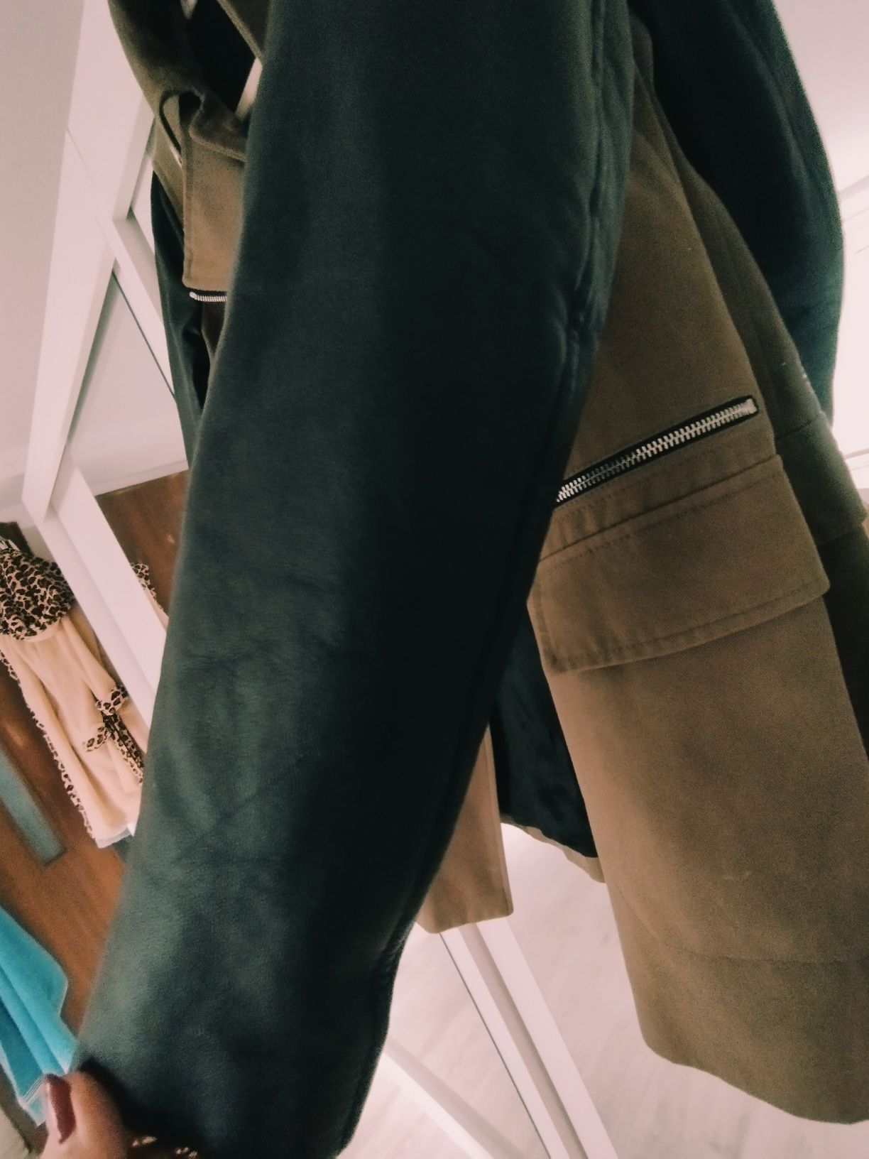 Kurtka parka, Zara, s, oliwkowa, khaki 100% cotton