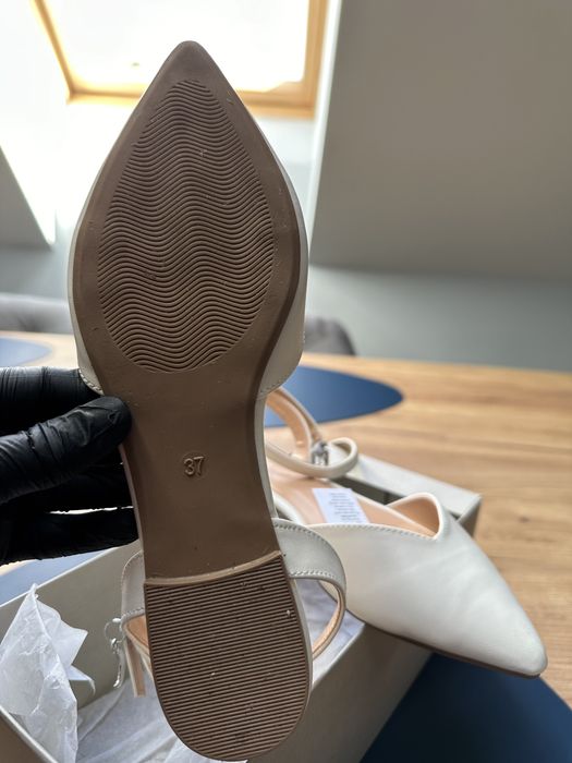 Buty ślubne płaskie 37 sandały białe ecru do sukni