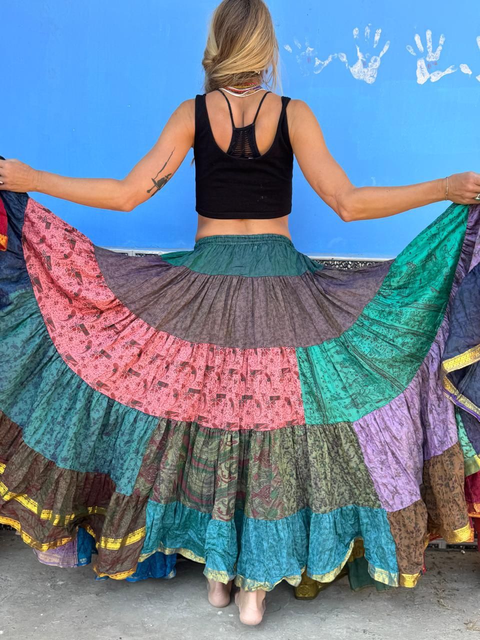 Spódnica z falbanami ATS maxi z Indii patchwork