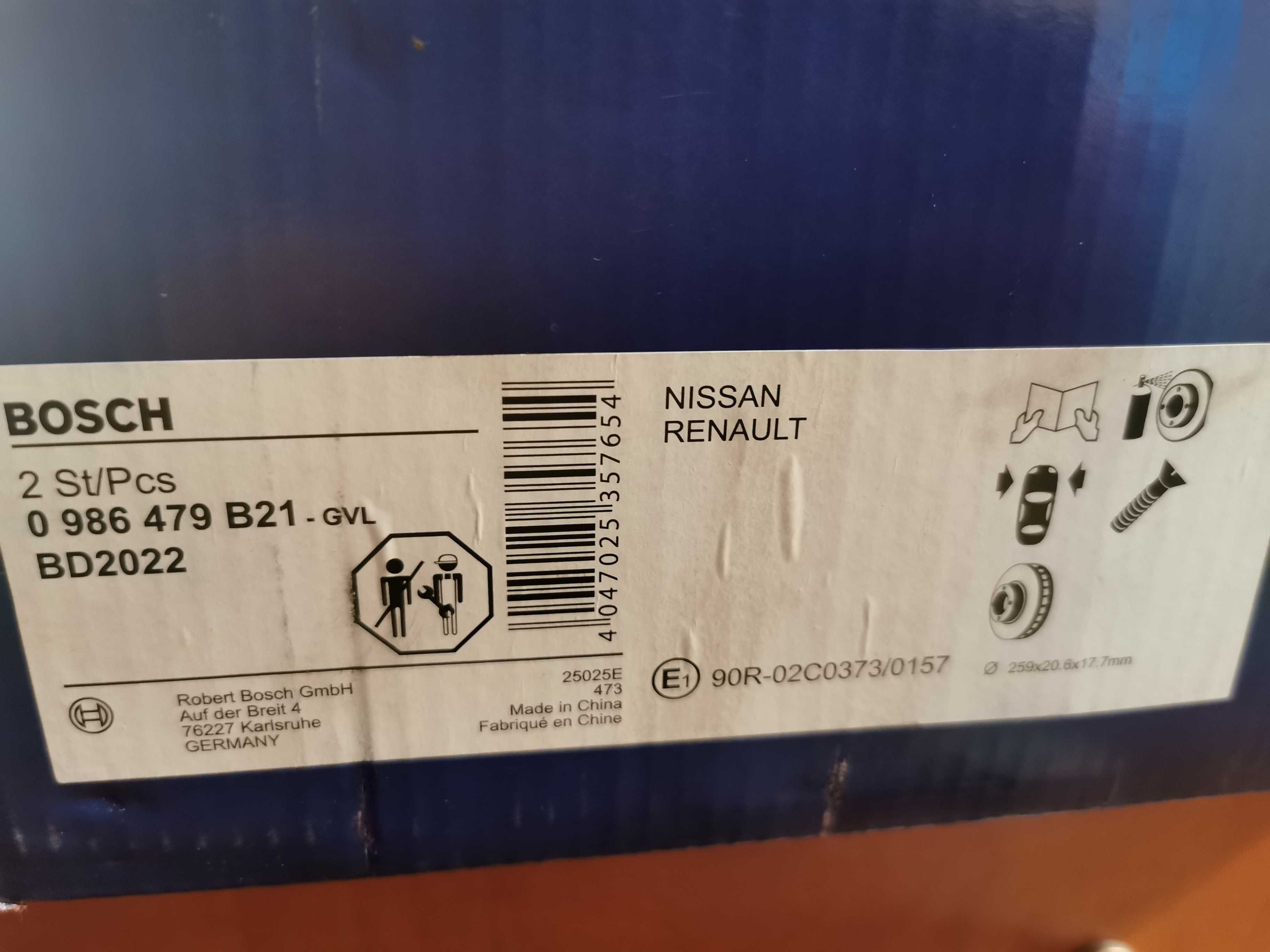 Tarcze hamulcowe Bosch Dacia, Nissan, Renault