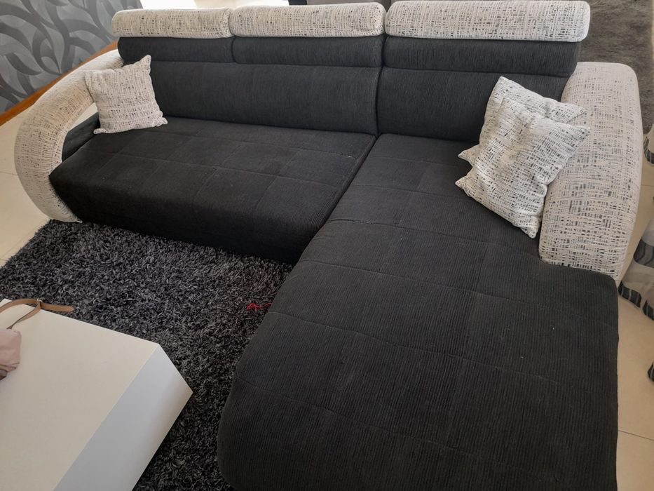 Sofa chaise longue Preto/Branco