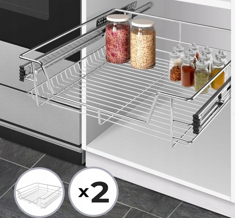 2xszuflada teleskopowa, kosz cargo, półka kuchenna, 45 cm