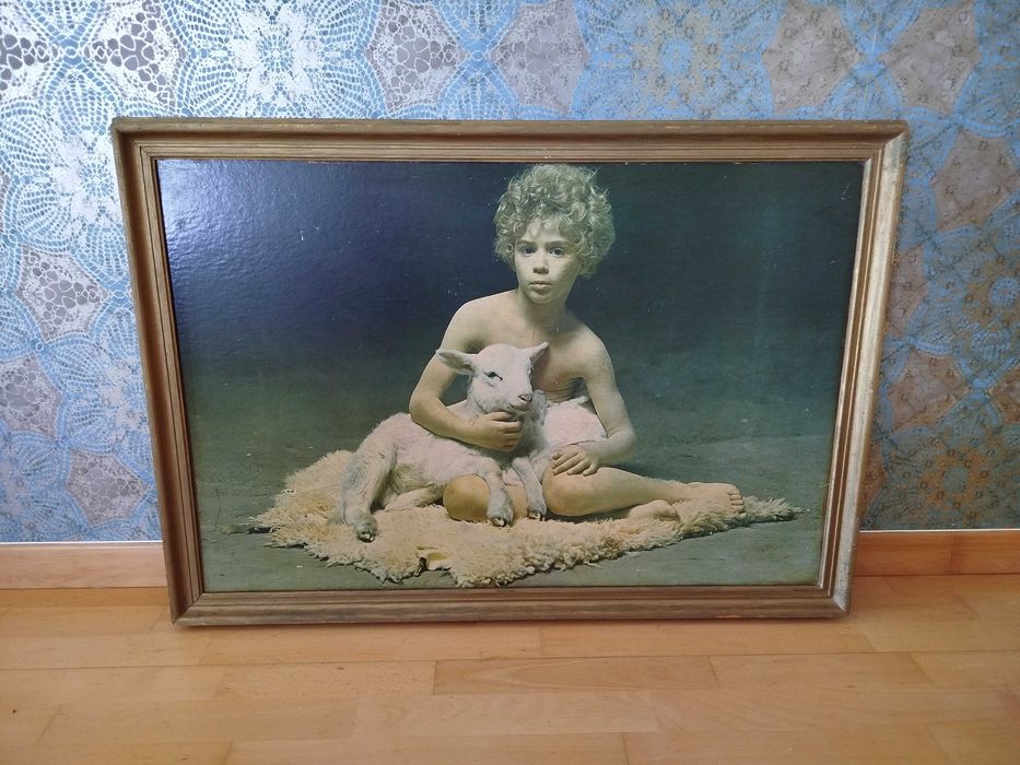 Quadro Antigo de grandes dimensões, reprodução sobre madeira