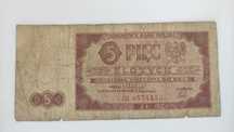 Bankomat 5 złotych 1948 rok seria AR