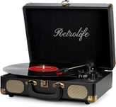 Gramofon Retrolife 3-biegowy w stylu walizki, BLUETOOTH, AUX