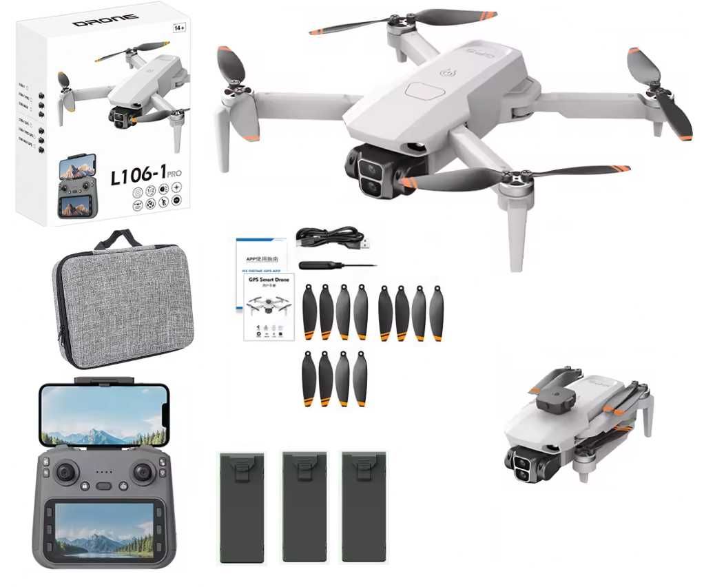 Dron L106-1 MAX Kamera WIFI 5G 3000m GPS 3X Bateria Ekran 5,9 Cala