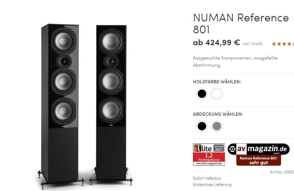 Топовые пассивные  HI-FI колонки акустика  NUMAN Reference 801