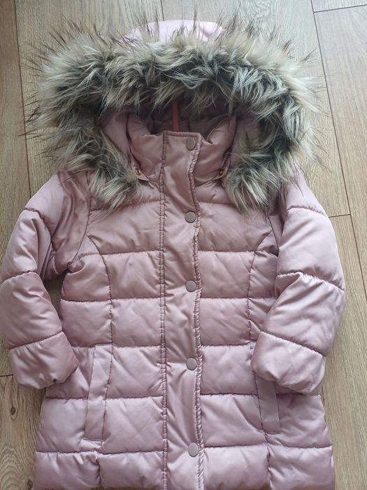 Kurtka zimowa H&M 104 cm, pudrowy róż