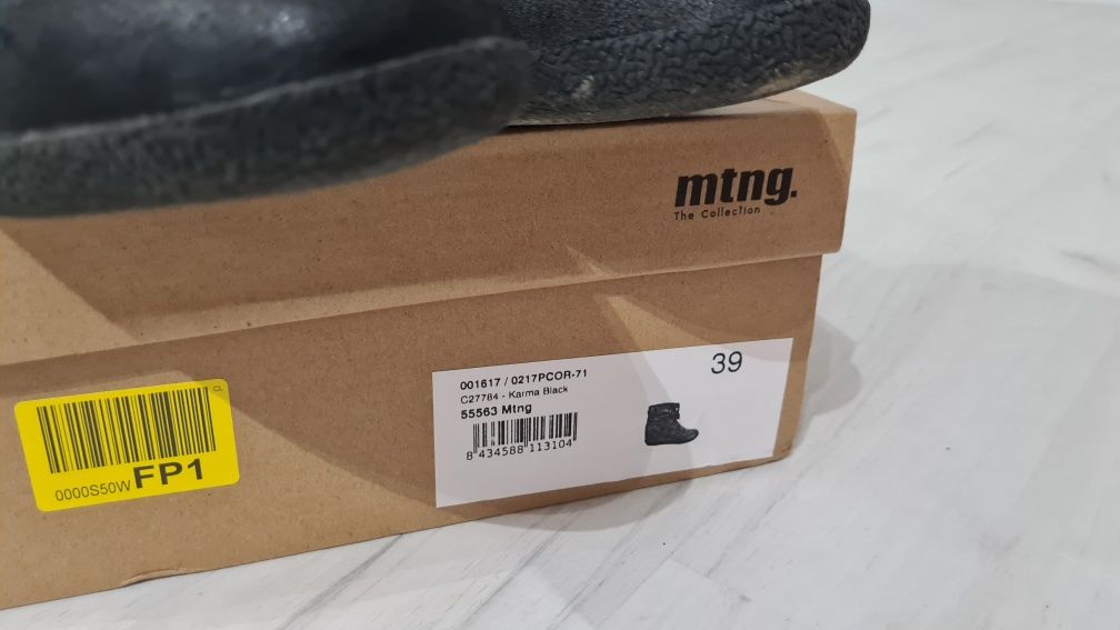 MTNG buty zimowe Mustang r. 39 botki, czarne IDEAŁ