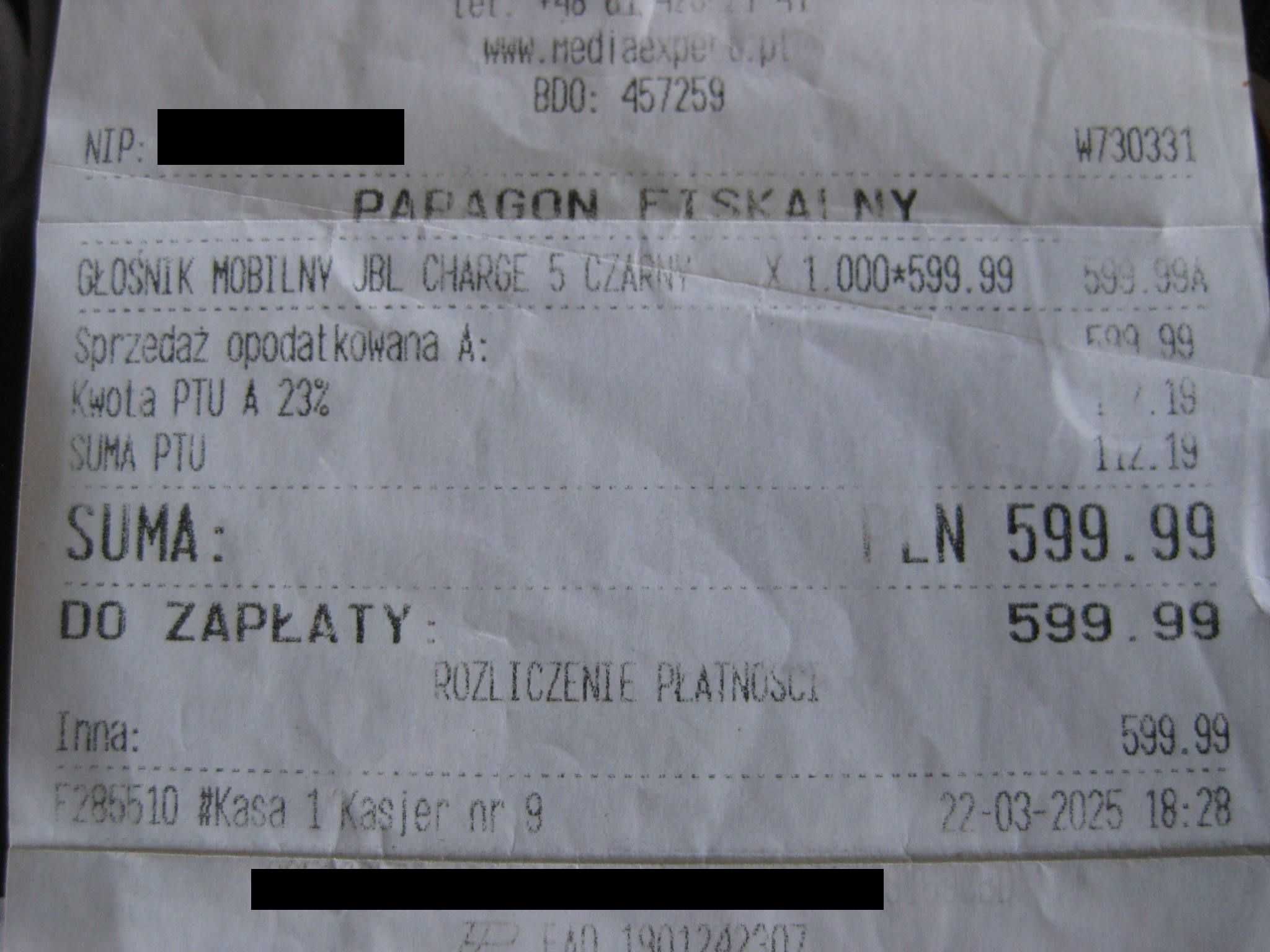 Głośnik JBL charge 5 na gwarancji Rezerwacja do piątku
