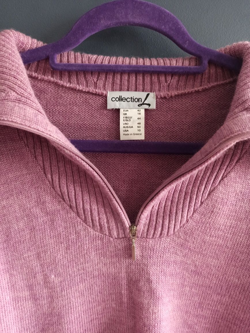 Fioletowy liliowy lawendowy sweter sweterek wełniany wełna merino z me