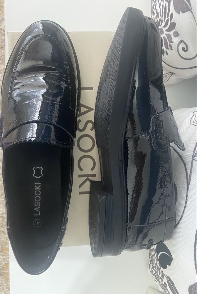 Loafersy skórzane na szeroką stopę