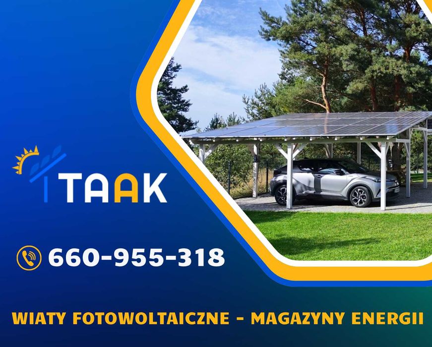 Drewniana Wiata Altana Fotowoltaiczna 9.9 kW z magazynem 15 kWh MONTAŻ