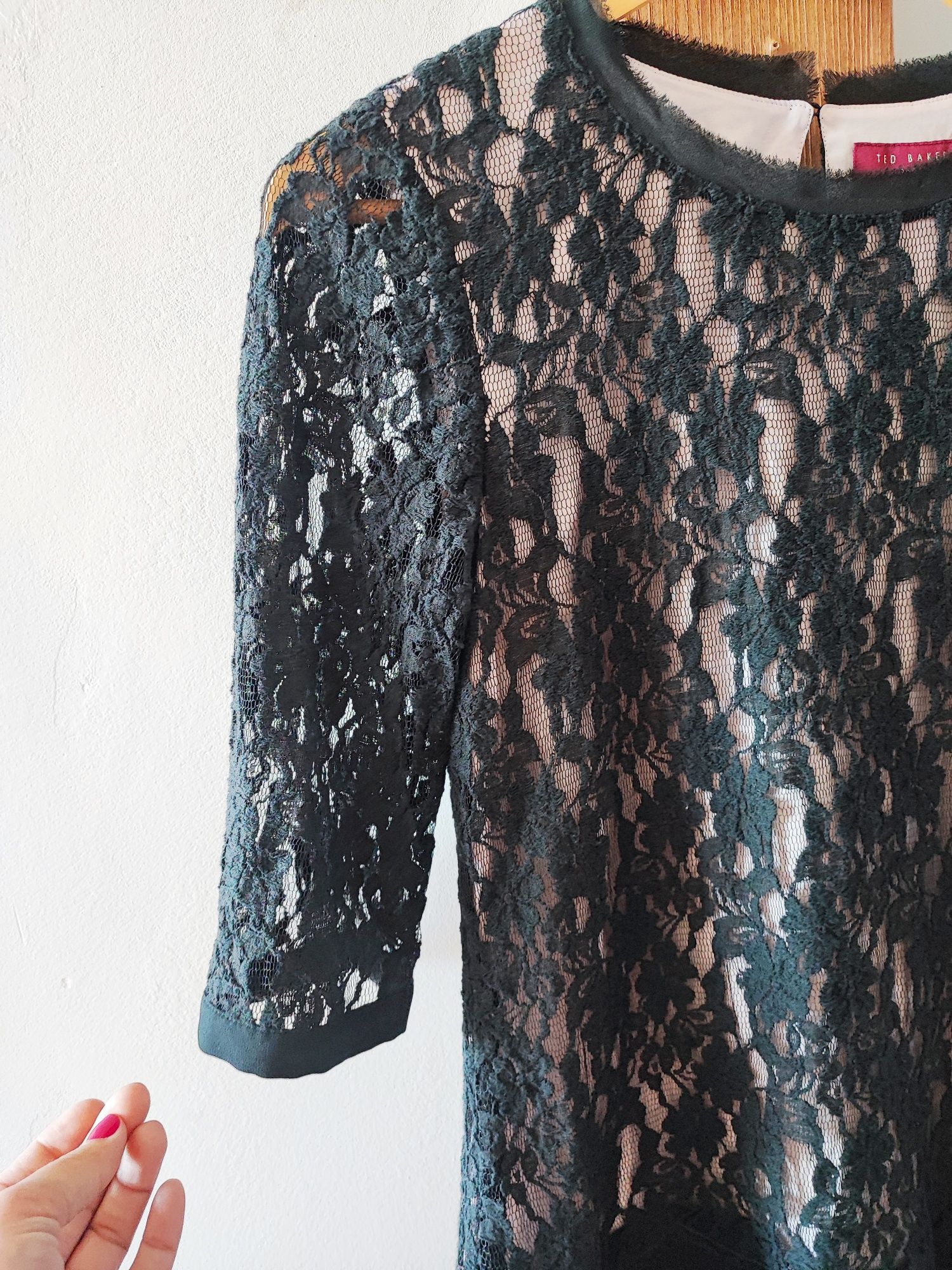 Ted Baker czarna koronkowa elegancka sukienka XS/S