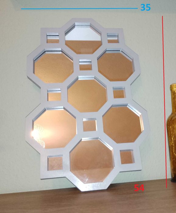 ... Prostokątne dzielone lustro -- 35 x 54 ... srebrne ...