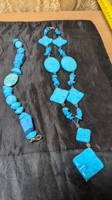 Набор с бирюзой, ожерелье и браслет
