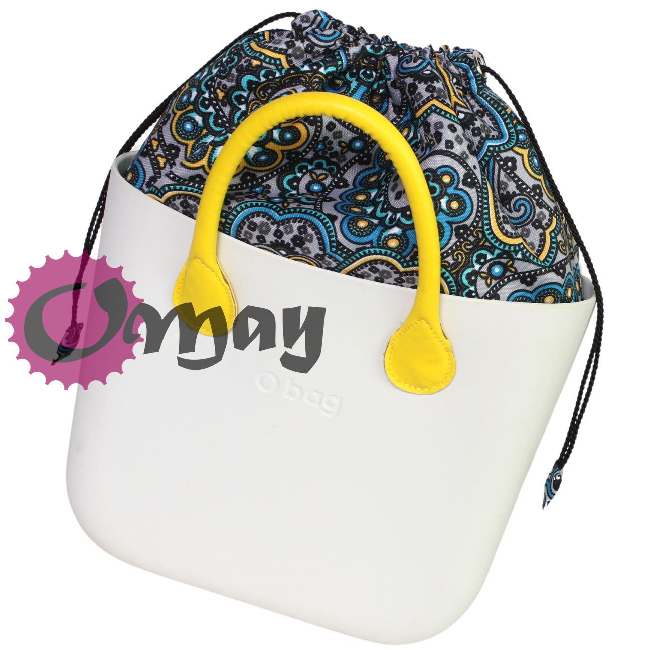 Czarny organizer do OBAG MINI worek orient niebieski 2 kieszenie OMAY