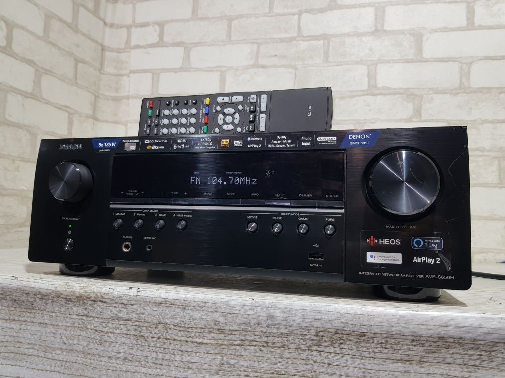 5.1 AV ресивер DENON AVR S650H,*5x100 Вт, HDMI, Wi-Fi, Bluetooth, б/у