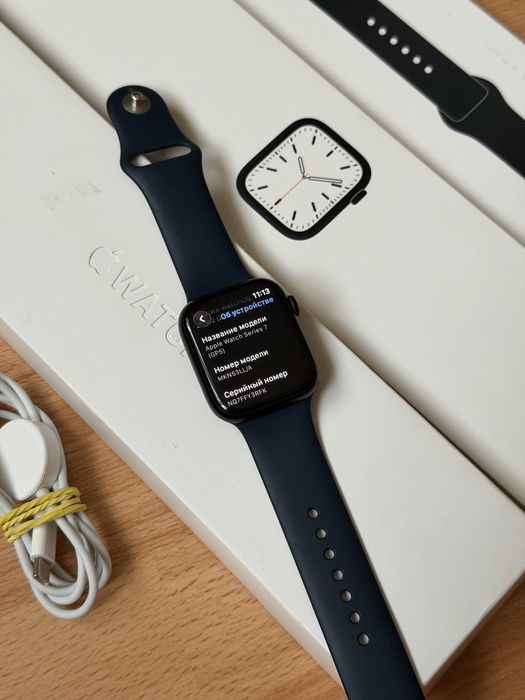 Apple Watch Series 7 45 mm Midnight / Полный Комплект