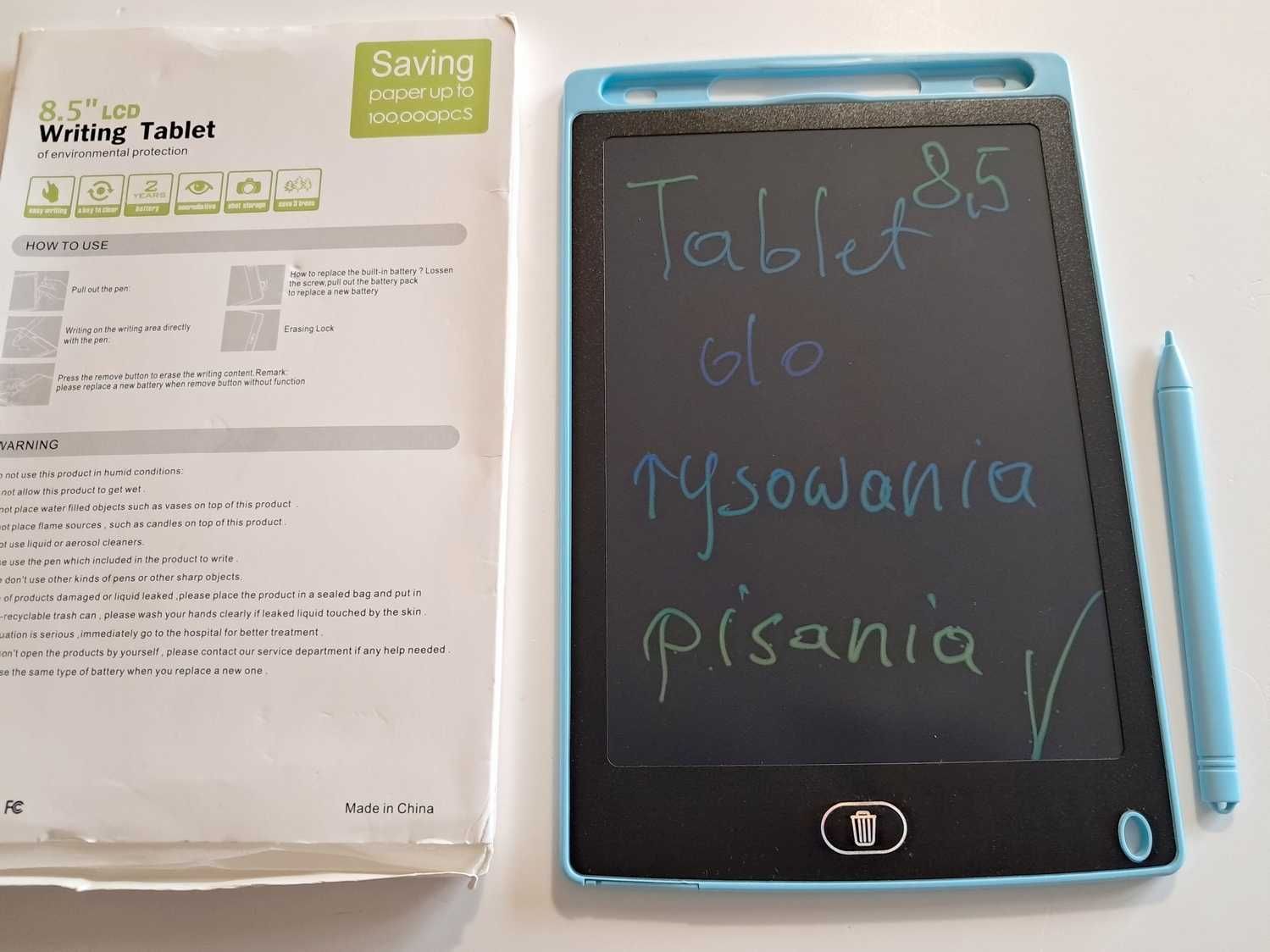 Nowy tablet LCD 8,5 cala kolorowy do rysowania, pisania dla dziecka