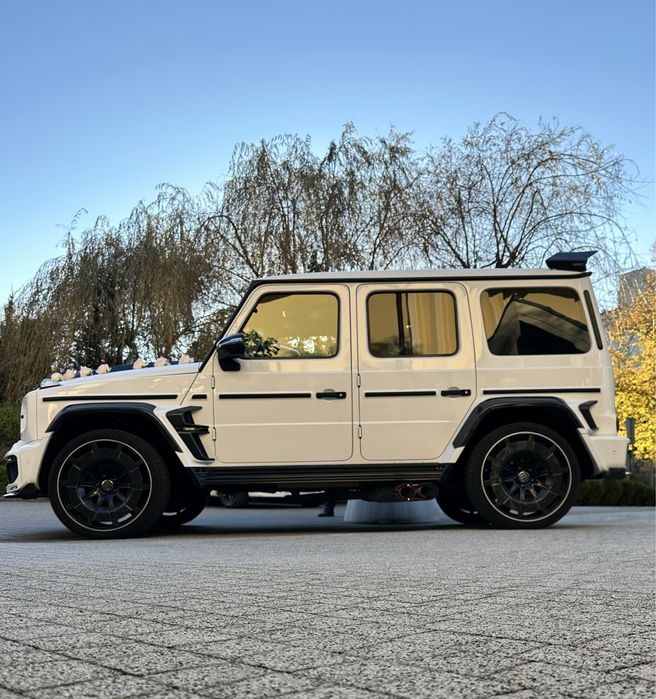 G-klasa do Ślubu Brabus białe auto wesele Białystok Podlasie całe