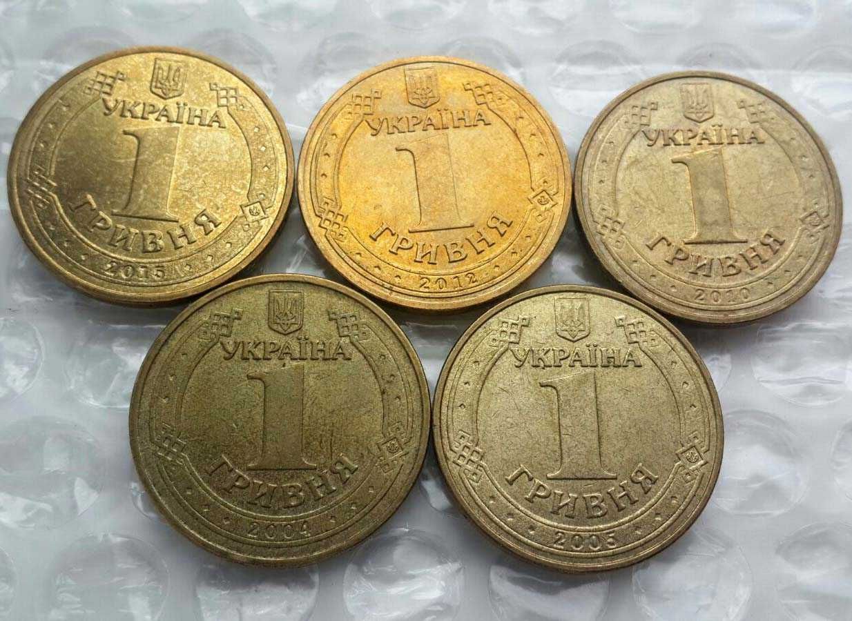 1 гривна 5 шт Медали 2004 Солдаты 2005 65 лет 2010 Евро 2012 Маки 2015