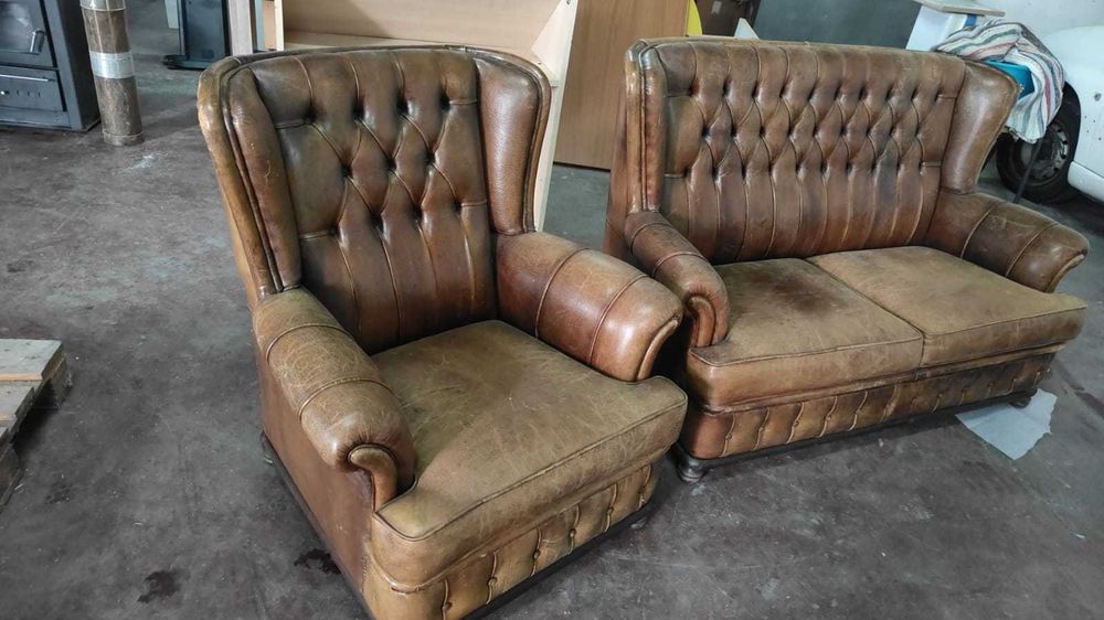 Sofá em Pele Vintage – 4 Lugares