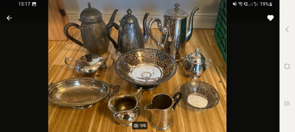 Лот из 10 посеребреных предметов антиквариат