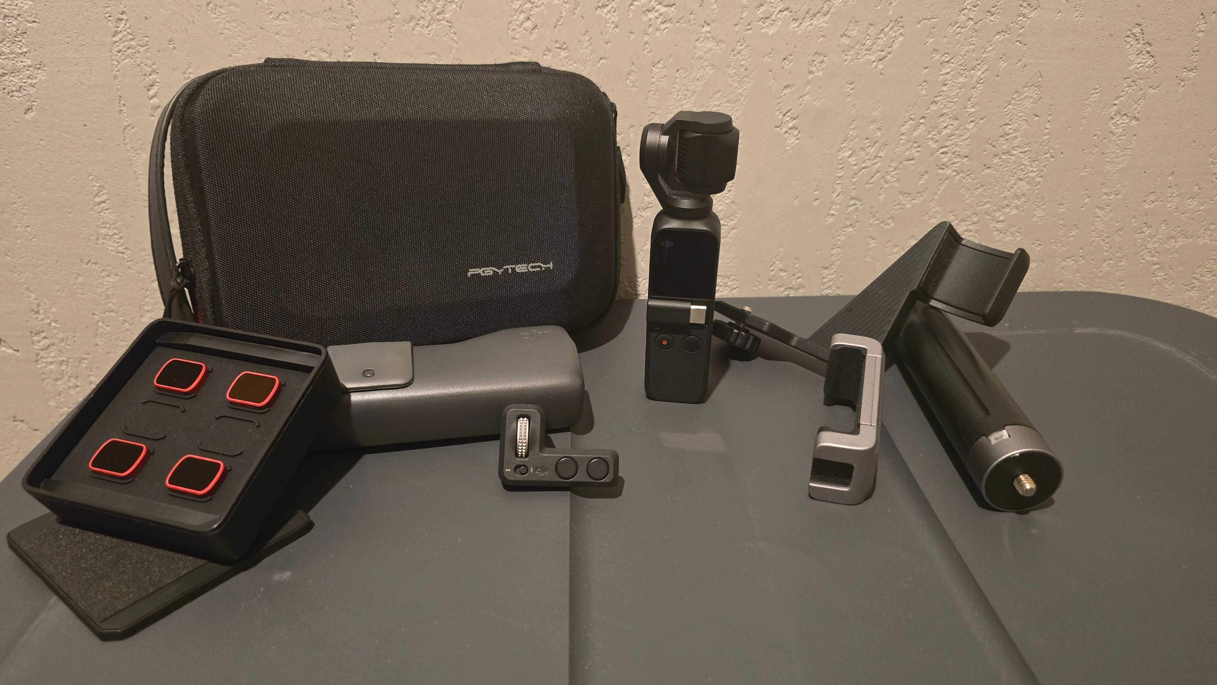 DJI Osmo Pocket + kółko sterujące, etui, statyw, 4 filtry nd / Pgytech