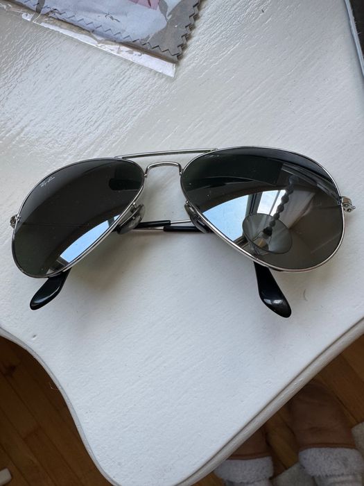 Óculos Ray-Ban aviator prateados novos