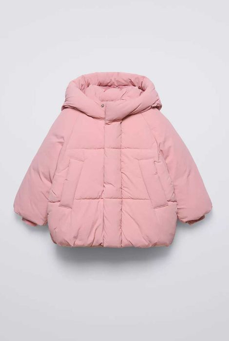 Зимова водостійка куртка zara рожева , на флісі ріст 92