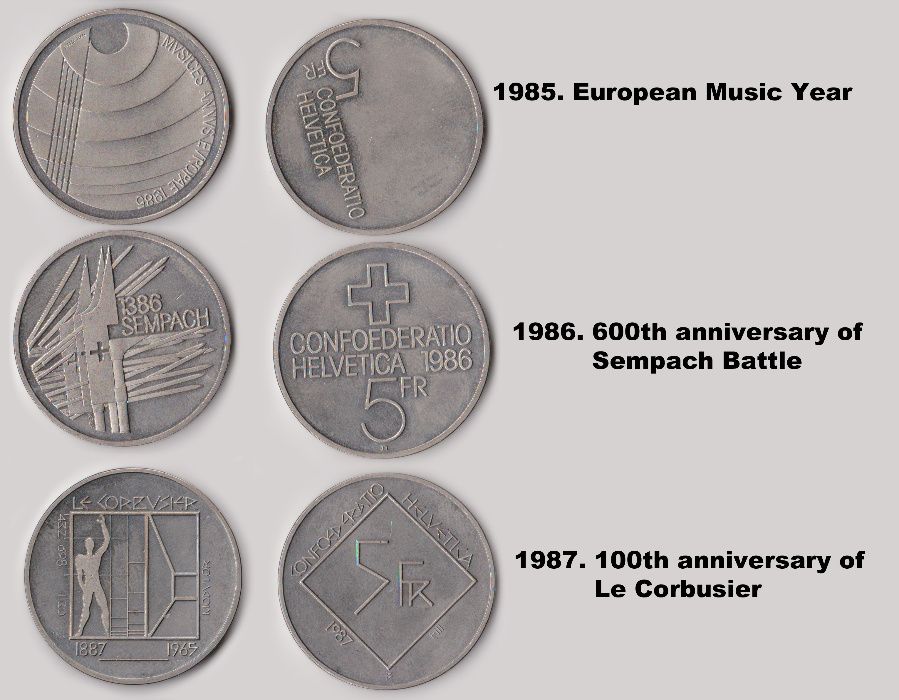 RARO Suiça 65 Moedas comemorativas 1979 a 1990 (2 colecções completas)