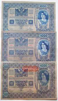 Banknoty Austro-Węgry zestaw 1000 koron 1902 r.