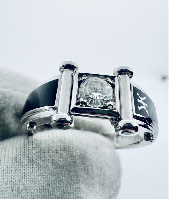 Золота чоловіча каблучка з натуральними діамантами 0.50 карат. Мужская