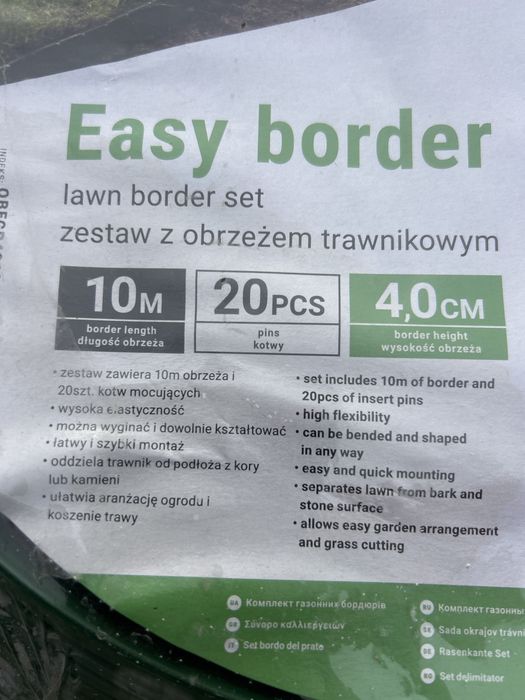 Border, obrzeże trawnika, zestaw ogrodowy