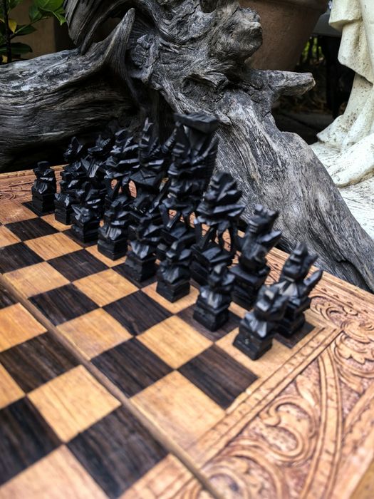 Szachy z Bali, rękodzieło, rzemiosło balijskie, tryktrak UNIKAT