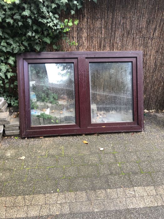 Okno pcv Szer 150 wys 100 plastikowe 180x100  brązowe białe