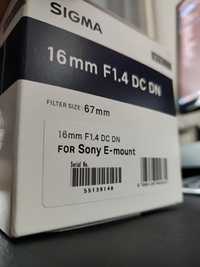 Sigma 16mm F1.4 DC DN Sony E z gwarancją do 12.2025 + UV+CPL