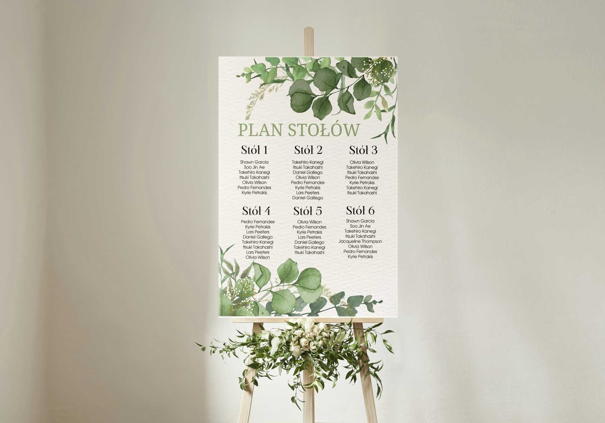 Plan stołów na wesele ślub dekoracja tablica RÓŻNE WZORY 50x70 cm