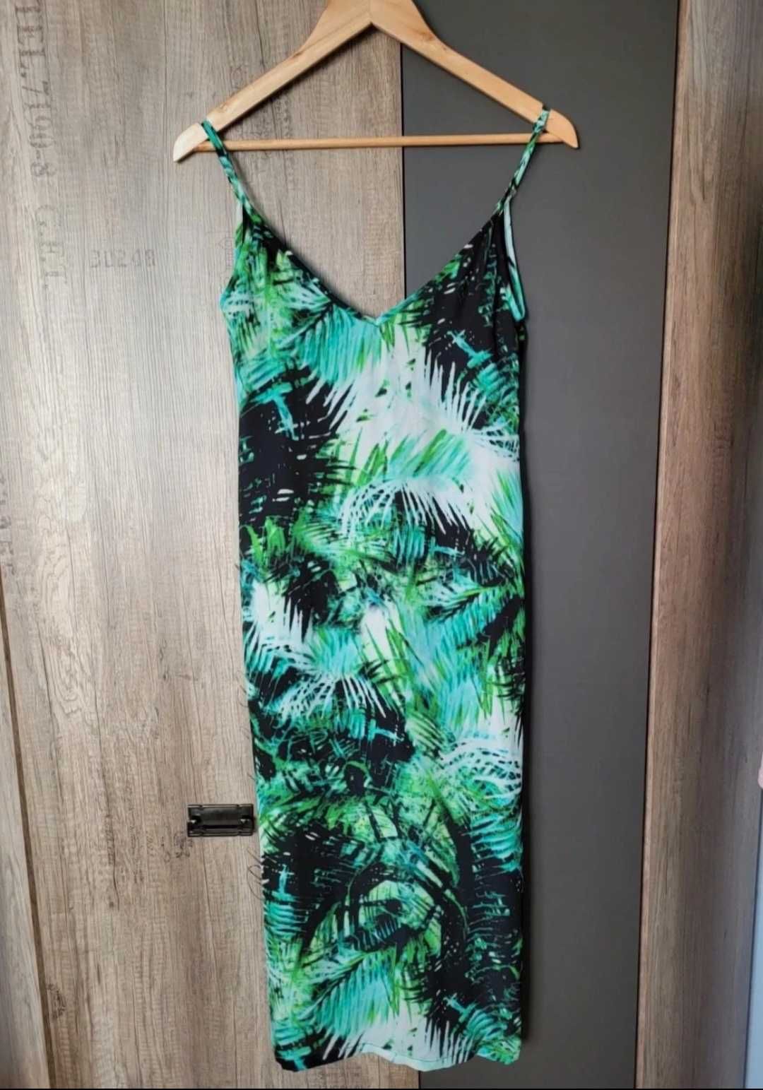 Zielona sukienka na wakacje  w tropiki    tropikalna Mohito 34 XS