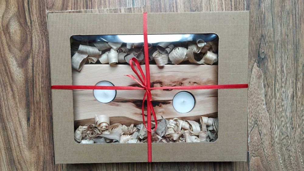 Świecznik Prezent Z Drewna Bukowego Typu Tealight 2