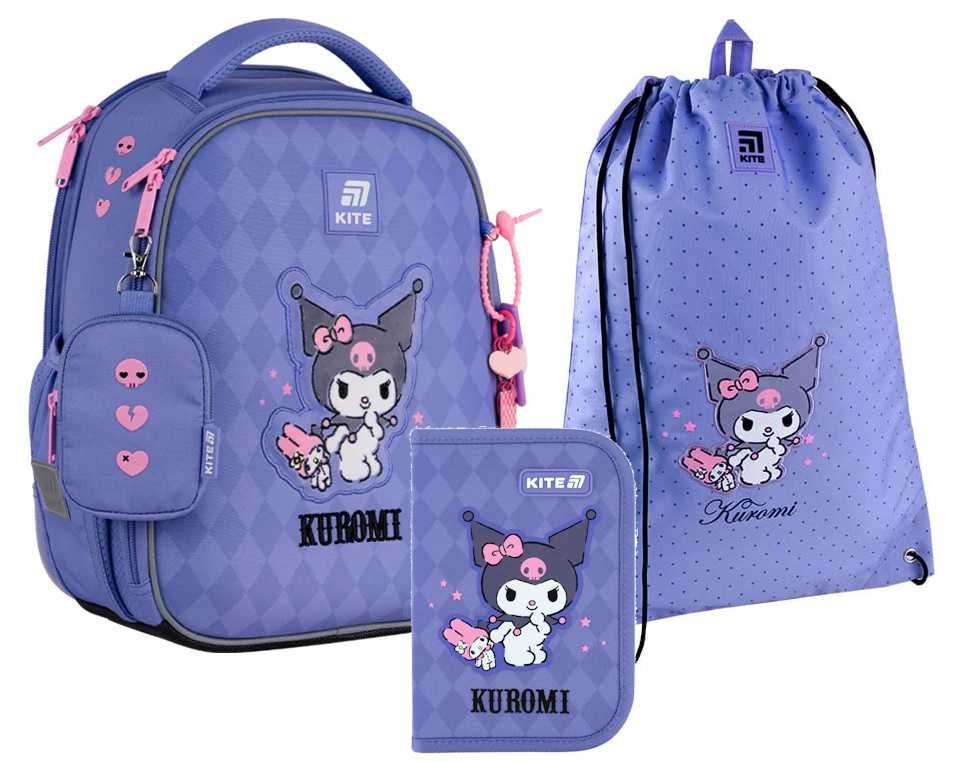 Шкільний набір Kite Education Kuromi рюкзак, пенал, сумка зр 115-130см