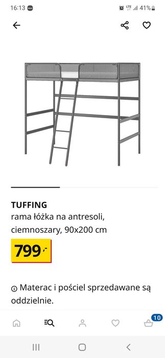 Ikea Tuffing łóżko antrasola
