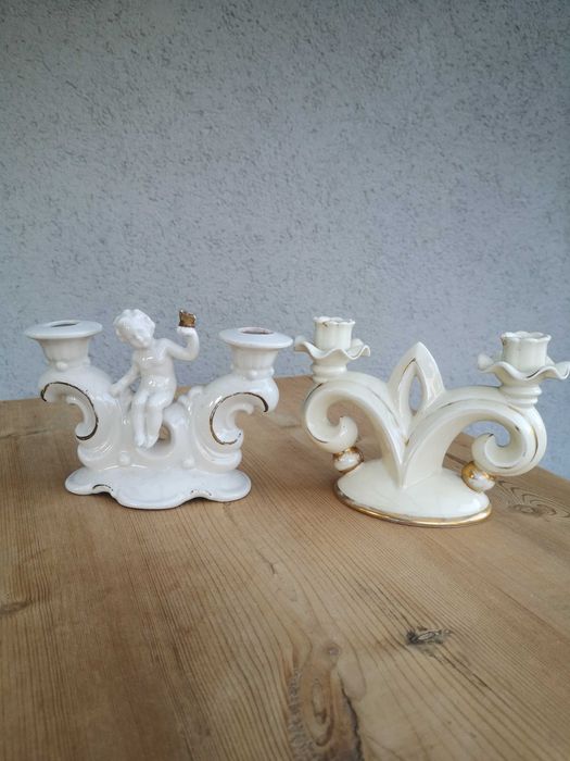 Dwa podwójne świeczniki  sygnowane(cena za 2 szt.)