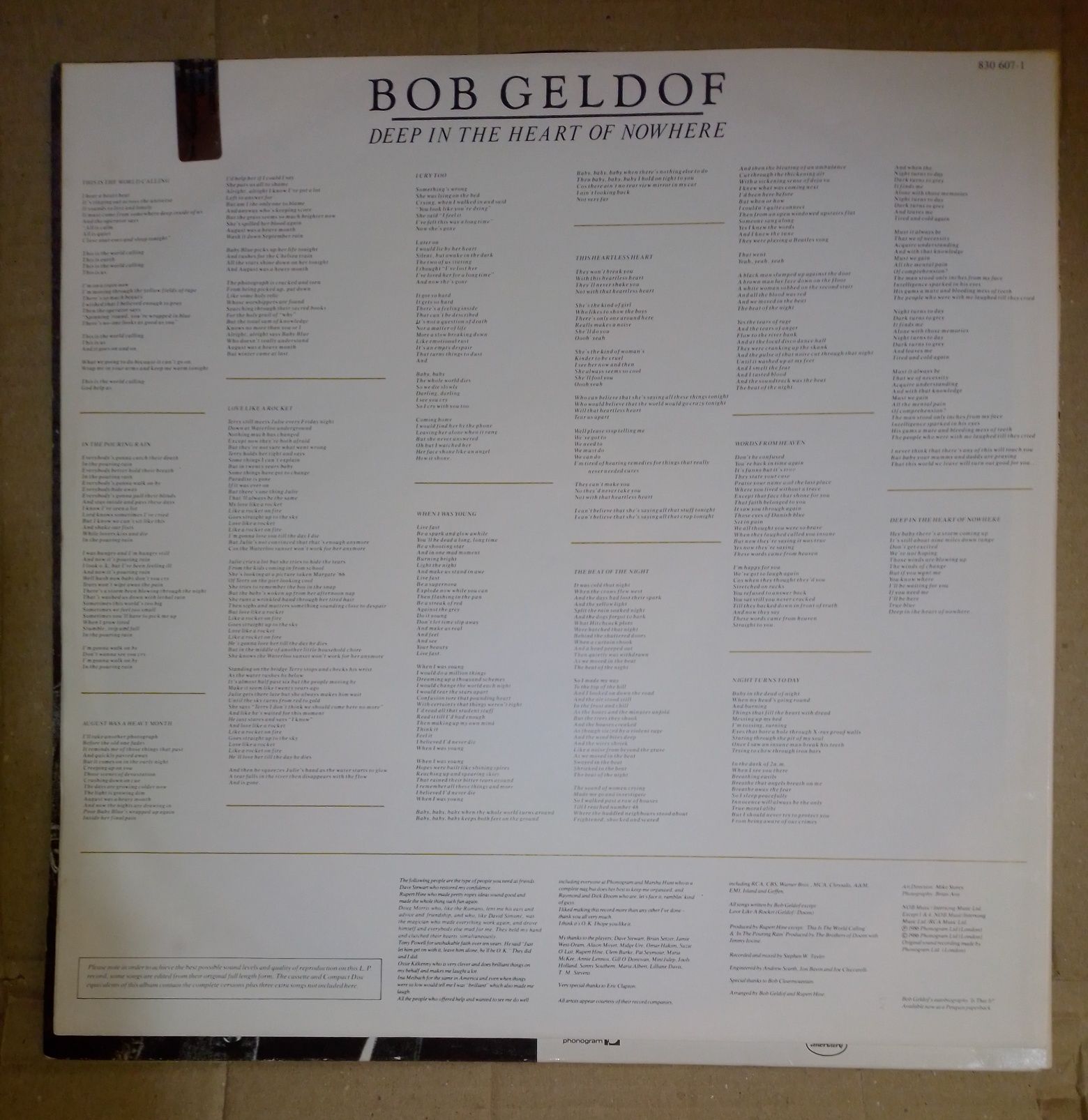 Виниловая пластинка Bob GELDOF (Ex-Boomtown Rars).
Mercury,