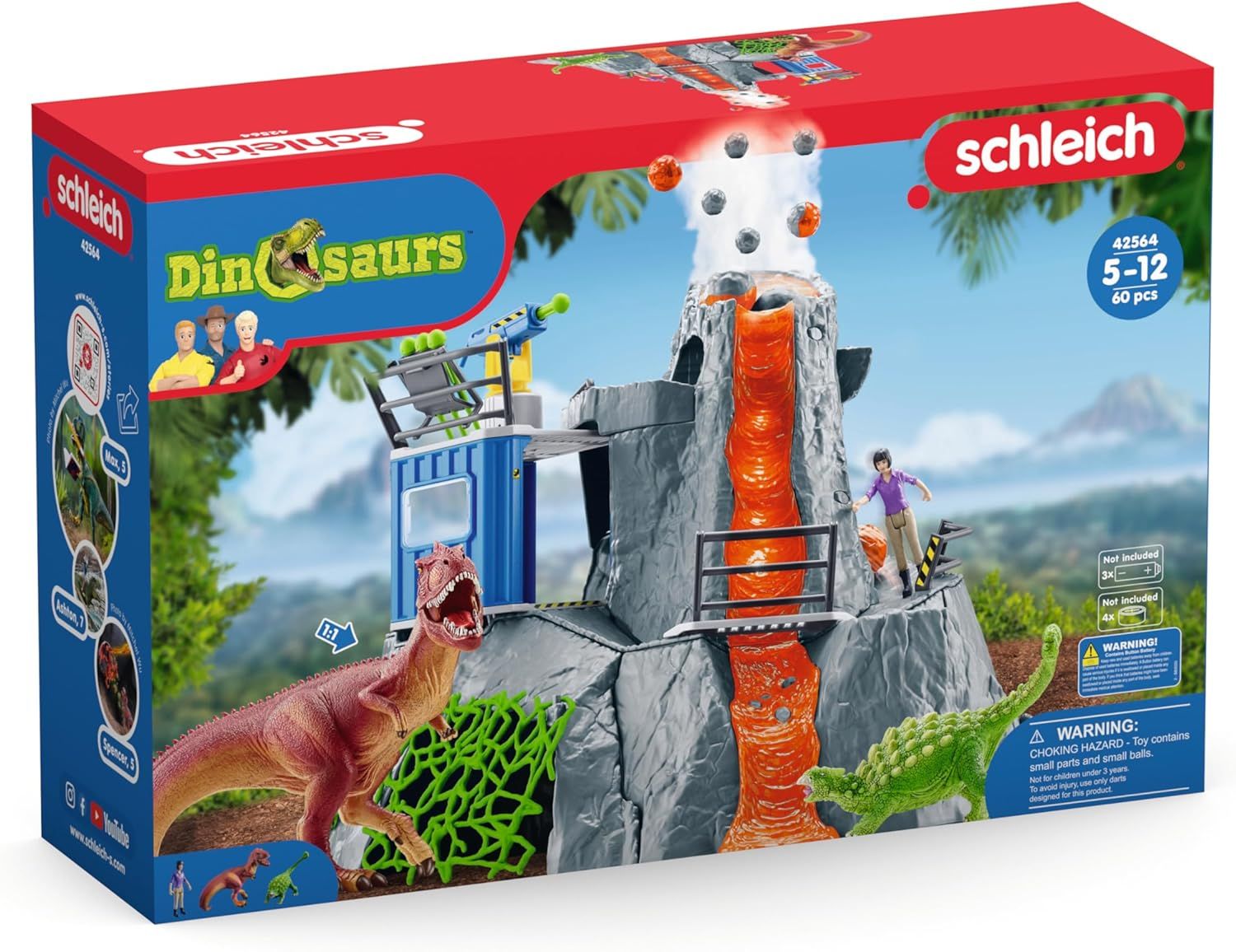 SLH42564 Schleich Dinosaurus-Dinozaur duża ekspedycja na wulkan,