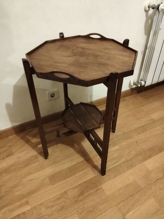 Mesa apoio madeira sextavada