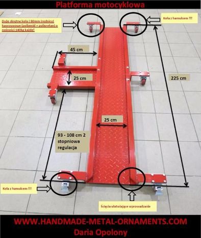 Platforma motocyklowa wózek stojak cruiser garaż ciężki nie podnośnik